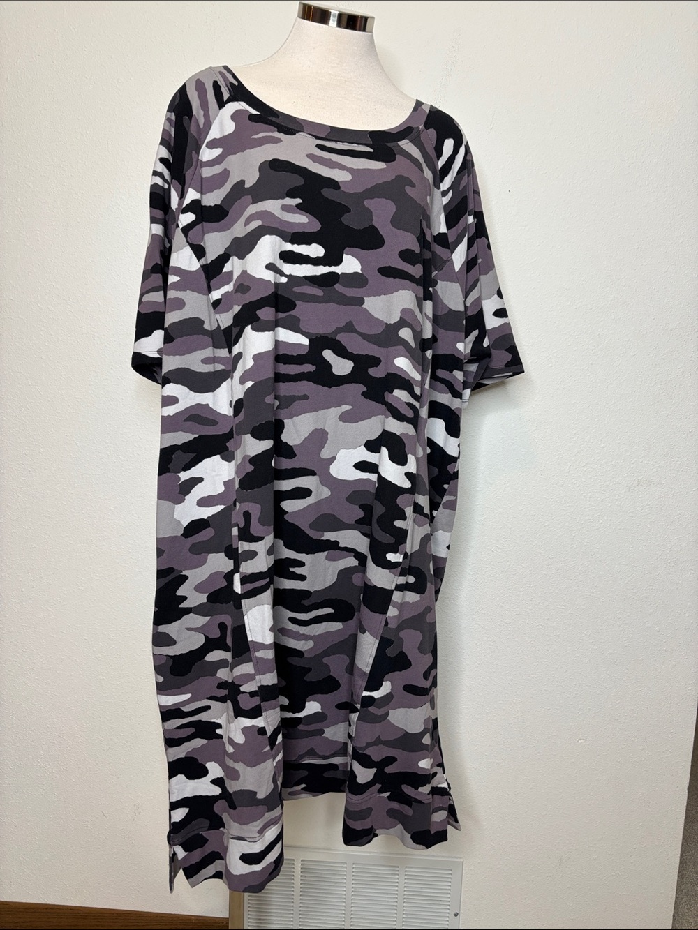 Women's Purple Camo Midi Dress - Relaxed Fit